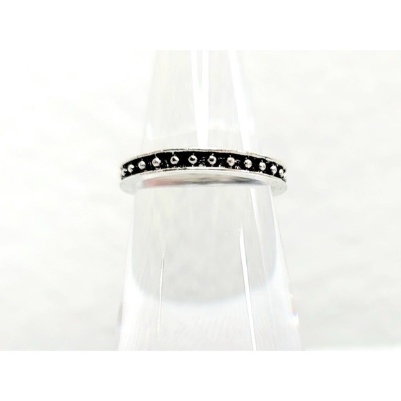 Vintage Silver & Black Ring W Dots Size 6 Women's Jewelry - Picture 1 of 2